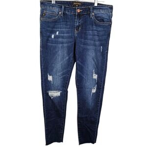 Dear John Distressed Denim Jeans Dark Wash Stretch Skinny Ankle‎ Size 28